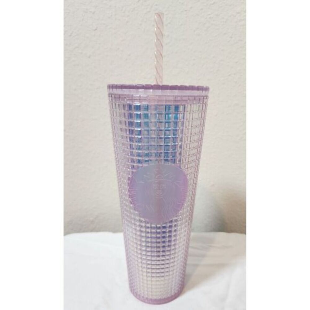 Starbucks Tumbler Pink Studded Grid Holiday Sparkle Cold Cup Venti Tumbler 24oz